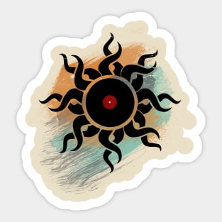 Tribal Vinyl Record with Paint Brushes Retro Sticker